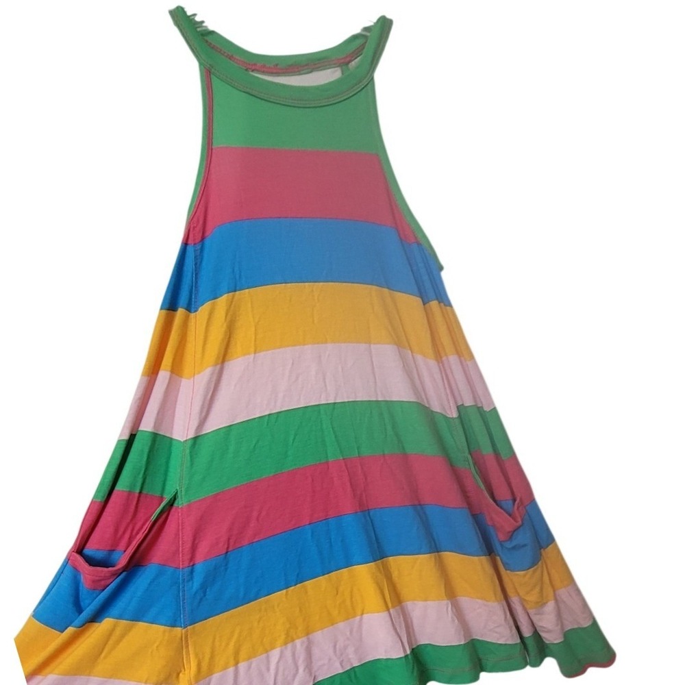 Harper Canyon‎ Rainbow Stripe Sleeveless Trapeze Swing Dress with Pockets Size 4